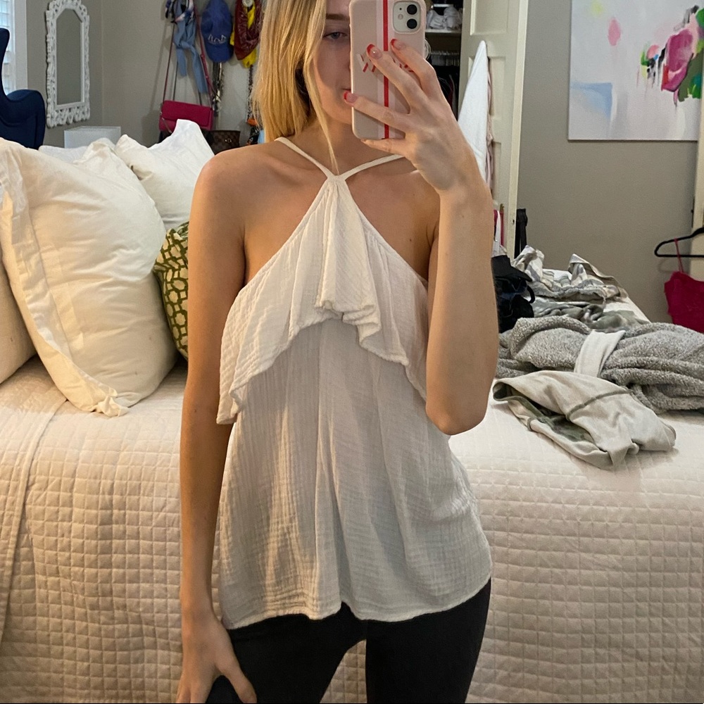 Michael Stars reversible white linen tank cotton
